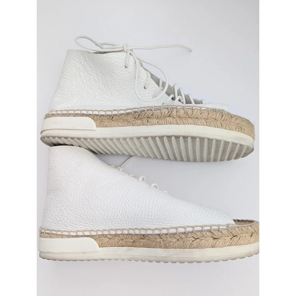 Miista Women's (Sz 36) White Leather Lace-Up Peep-Toe Espadrilles/Shoes/Sandals